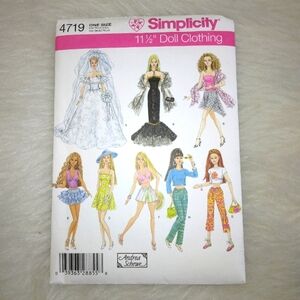 SIMPLICITY 4719 Wardrobe For 11.5 Inch Dolls Like Barbie Dolls Including Wedding